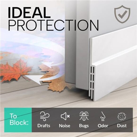 Door Draft Stopper Weather Stripping Seal Soundproof Energy Saving Door Sweep - Picture 3 of 7